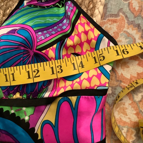 BOSTON PROPER VINTAGE Y2K NEON SILK FLORAL HALTER DRESS. MADE IN THE U.S… - Picture 10 of 12